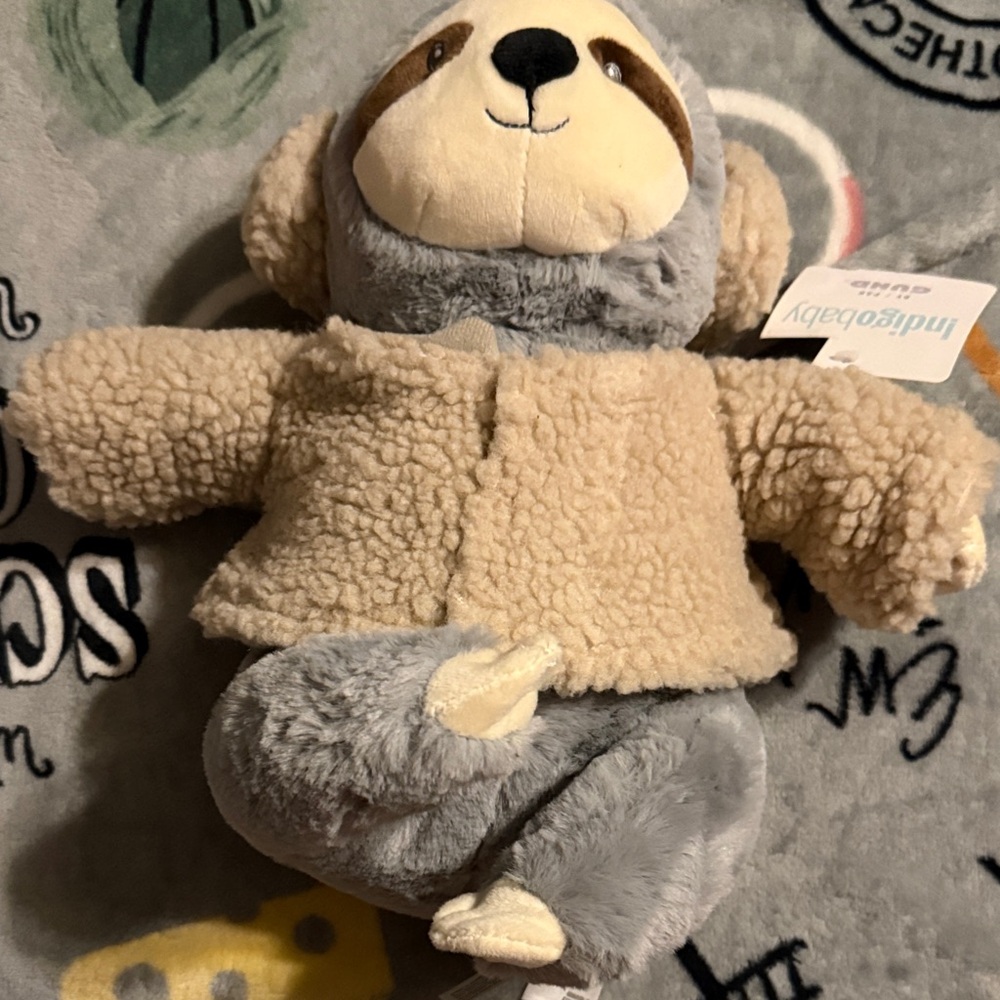 Gund indigo baby  Cozy Sloth Plush in Gray and Tan